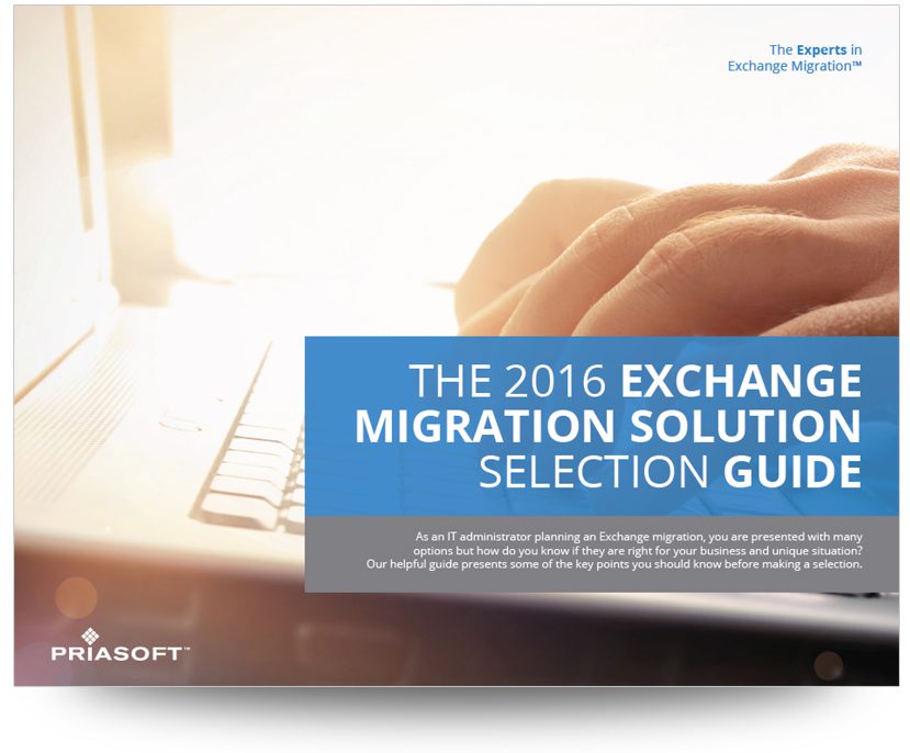 ebook The 2016 Exchange Migration Solution Selection Guide